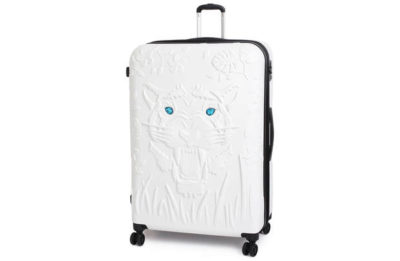 IT Luggage Large Tiger Emboss Crystal Eyes Suitcase - White
